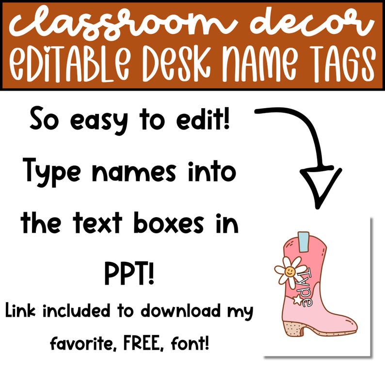 Editable Western Desk Name Tags, Cowgirl Classroom Decor (digital ...