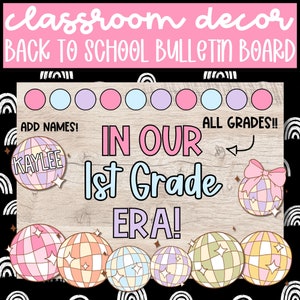 Prikbord in onze klas voor terug naar school, deurdecoratie klaslokaal, Groovy Disco prikbordkit DIY