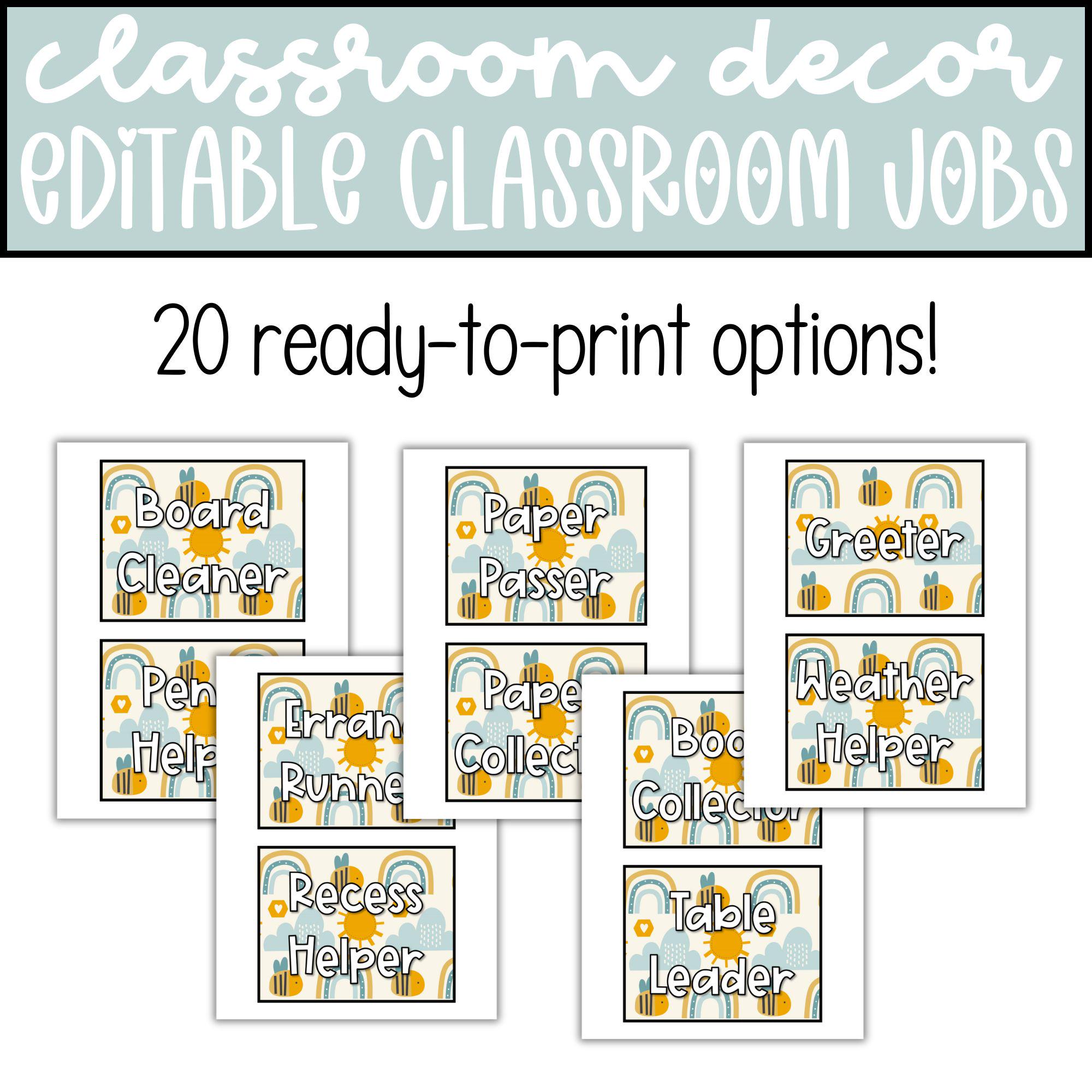 Editable Honeybee Classroom Jobs Chart, Bee Decor Theme (digital ...