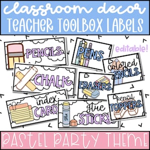 EDITABLE Teacher Toolbox Labels, DIY Editable Classroom Decor, Pastel Classroom Decor Theme