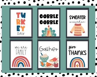 Thanksgiving Bulletin Board Posters for Elementary Classroom, Hallway, or Fall Door Decor, Printable and DIY Bulletin Board Kit for Teachers