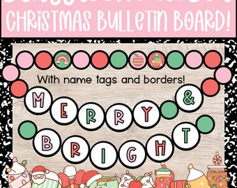 Kit de tablón de anuncios navideño retro, alegre y brillante (descarga digital)