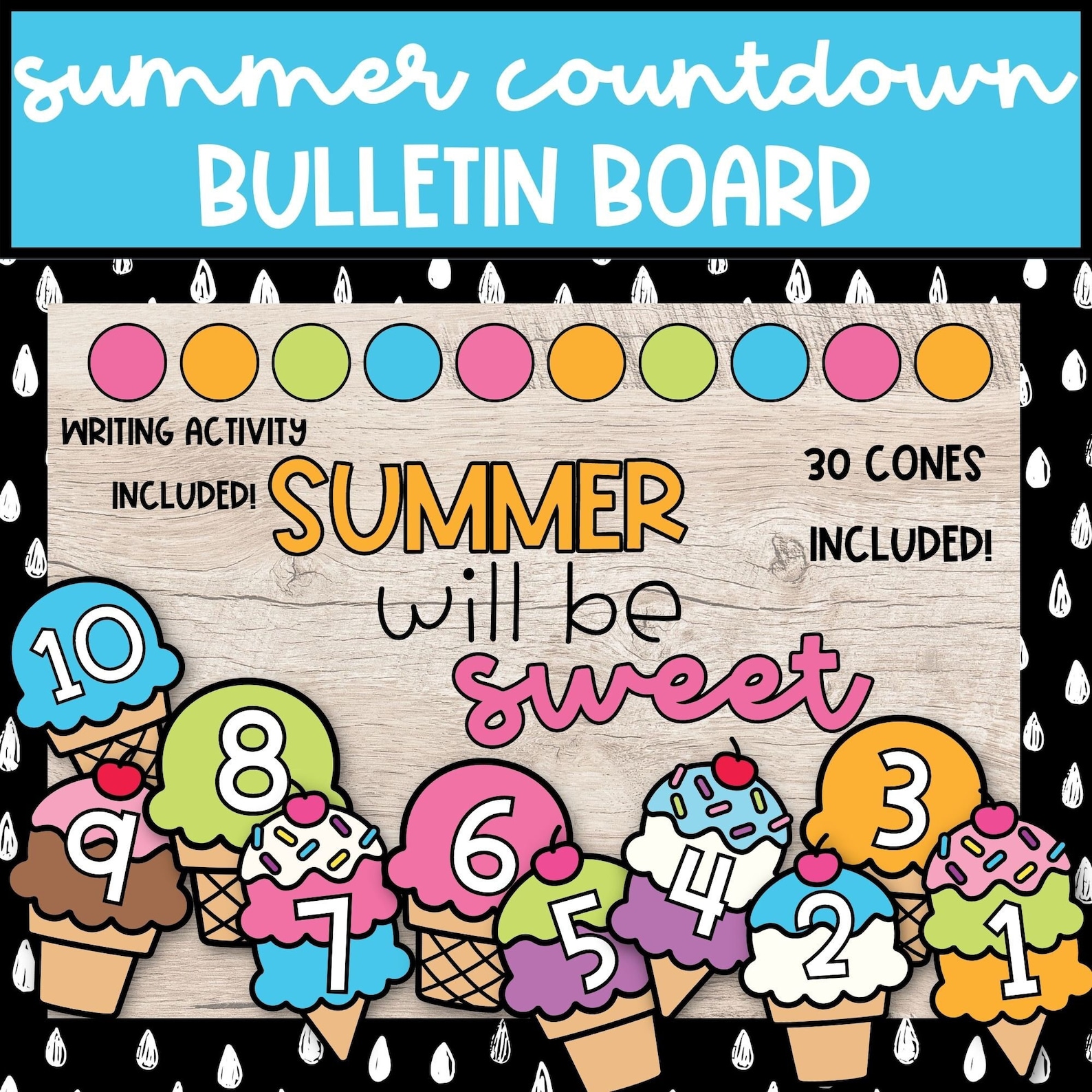 Summer Countdown Ice Cream Bulletin Board Kit, Teacher Classroom Decor ...