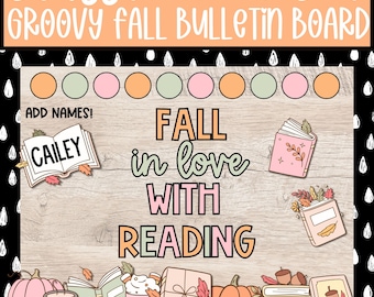 Tablón de anuncios de lectura retro de otoño, decoración de puertas de septiembre y octubre, decoración de aulas con forma de calabaza, letras para tablones de anuncios para profesores