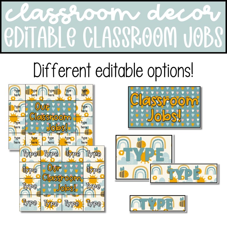 Editable Honeybee Classroom Jobs Chart, Bee Decor Theme (digital ...
