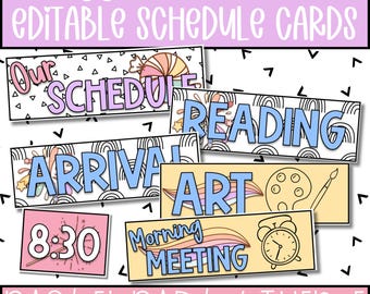 Retro Pastel Classroom Schedule Cards, Elementary Decor (Digital Download)
