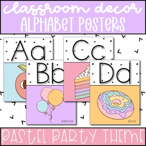Alphabet Posters for Elementary Classroom, Printable Kids Alphabet, Retro Pastel Classroom Decor Theme