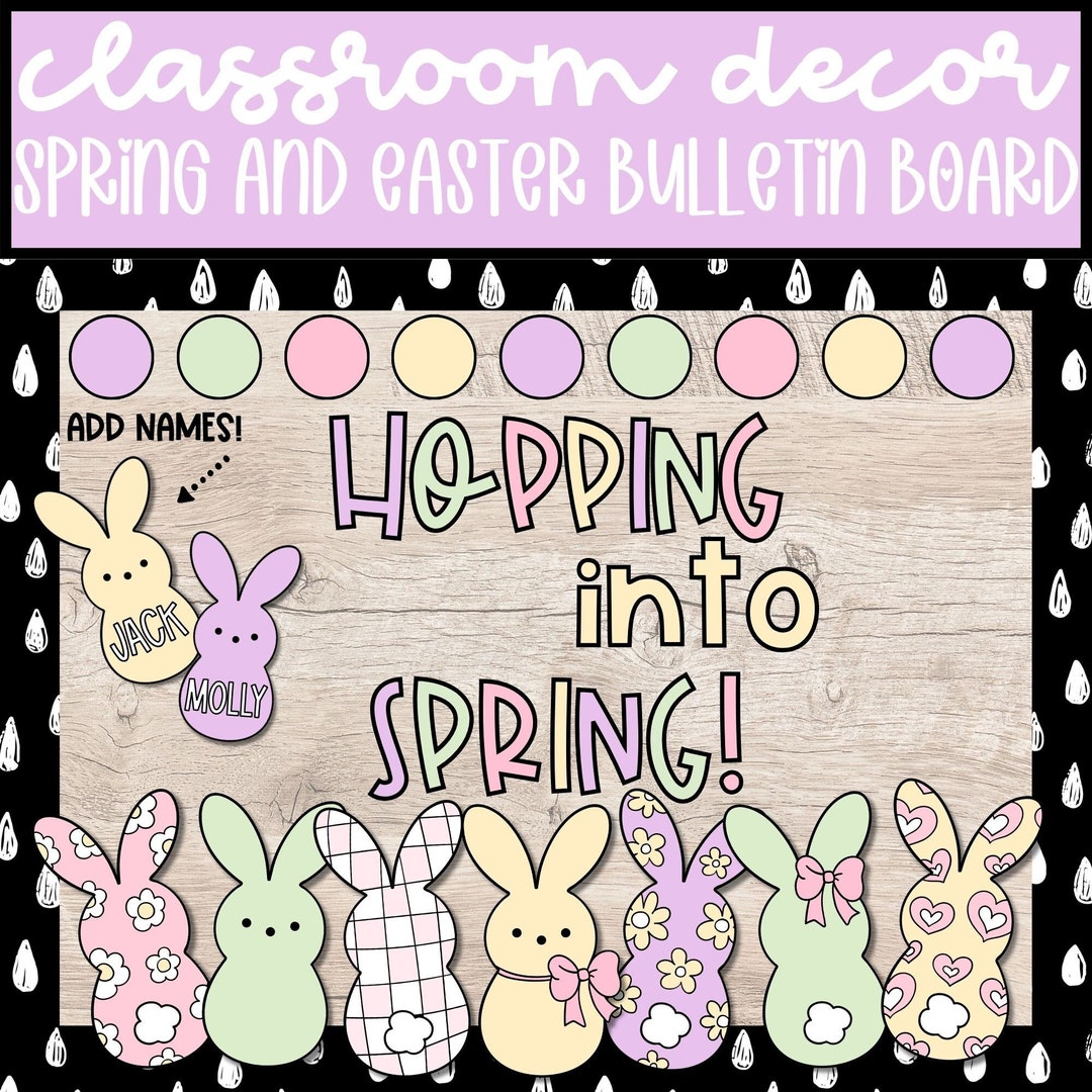 DIY Retro Spring and Easter Bulletin Board Kit, Bunny March April Door ...