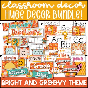 Retro Groovy Classroom Decor Bundle, Back to School Classroom Decor, Retro Classroom Theme, Bright and Groovy Decor for Teachers
