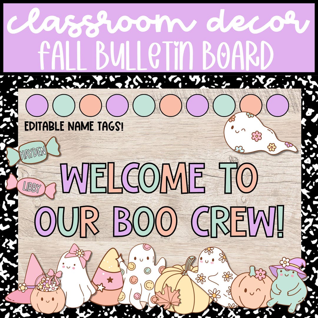 Retro Halloween Bulletin Board Kit, 'boo Crew' Classroom Decor (digital ...