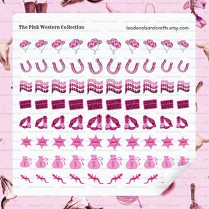 Pink Western Cowgirl Nail Water Decals | cowboy boot | howdy | horseshoe | cowboy hat | sheriff | country music Handmade