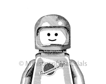 Spaceman Lego Minfigure Print A4 Fine Art Giclée Prints