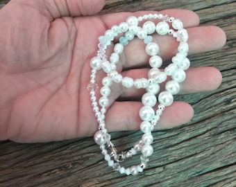White Freshwater Pearl Necklace Long Length 56cm