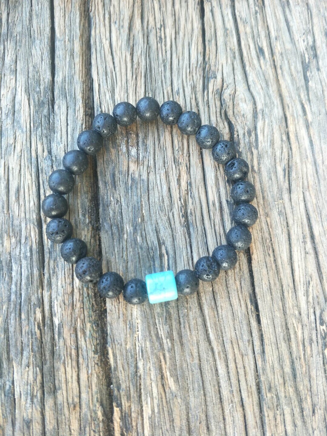 Men's Black Lava Bead Bracelet Stretch Oil Diffuser Beaded Etsy