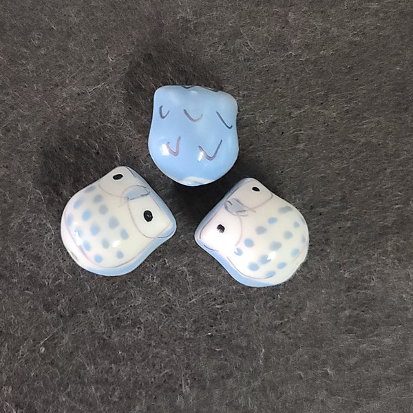 3 Ceramic Owl Beads Mix Blue And White Beads DIY Jewelry Making Beading Bracelets Necklace Anklets Beaders Hobbies