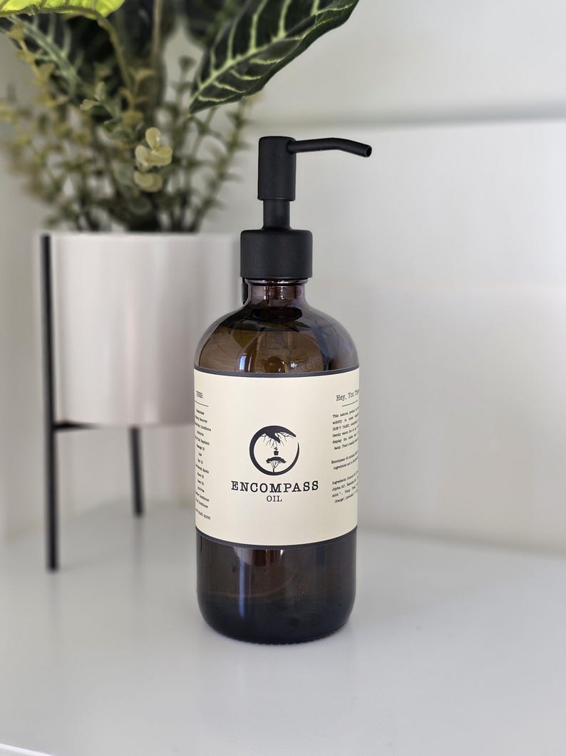 All Natural Encompass Oil - Natural Skin Care Moisturizer Oil for Body, Face and Hair 16 oz (Glass/pump)