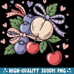Cottagecore Blueberry png, coquette fruit png, preppy png, girly fruit png, trendy fruit  design png, cottage core coquette fruits png