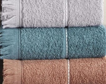 Soft Cotton Hand & Face Towel Set: Absorbent 4-Piece (12x20" / 30x50cm )