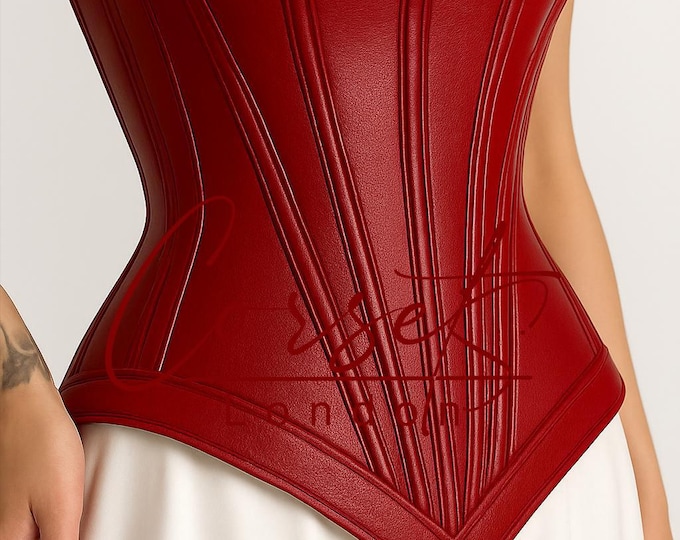 Steel Boned Overbust Corset Top, Real Leather Bustier Available in Multicolours | Elegant & Sexy Gothic Renaissance Festival Wear