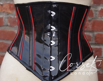 Stylish Black/Red PVC Steel Boned Under Bust waist trainer Corset