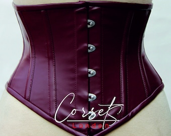 Leather Underbust Corset: Steel Boned Waist Trainer, Body Shaper
