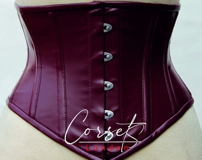 Leather Underbust Corset: Steel Boned Waist Trainer, Body Shaper
