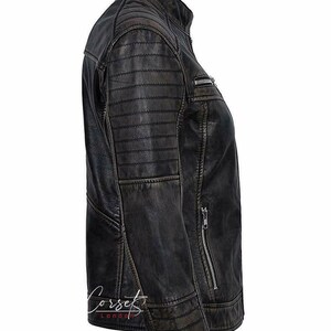 Classicleather Women's Cafe Racer Moto Biker Jacket – Distressed Brown Vintage Real Sheepskin Leather