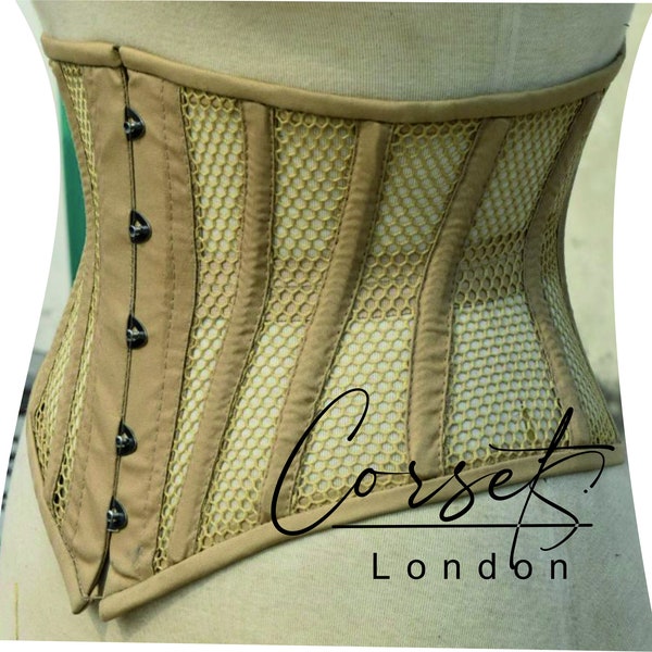 Mesh Under bust  heavy duty steel boned Corset, waist Trainer, body shaper ,available in a range of colours