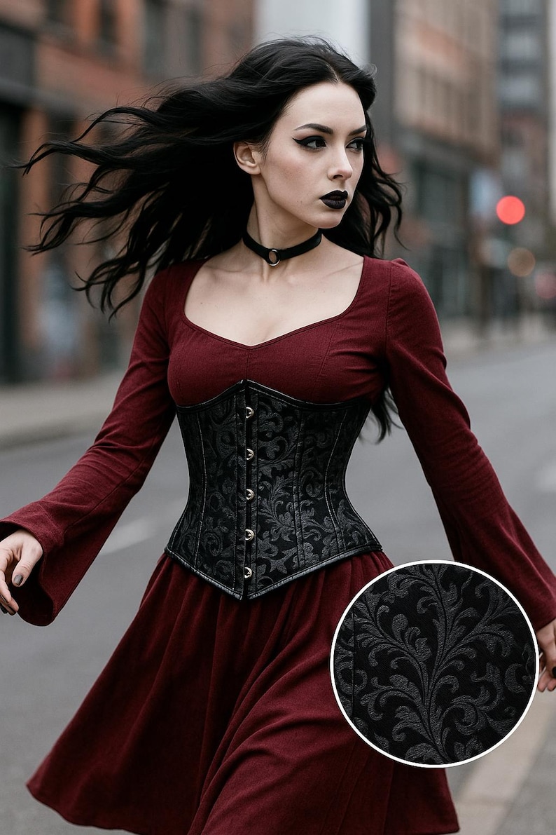Rhonwen Gothic Brocade Underbust Corset