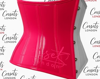 Shiny PVC Underbust Corset: Steel Boned Waist Trainer, Gothic Cosplay