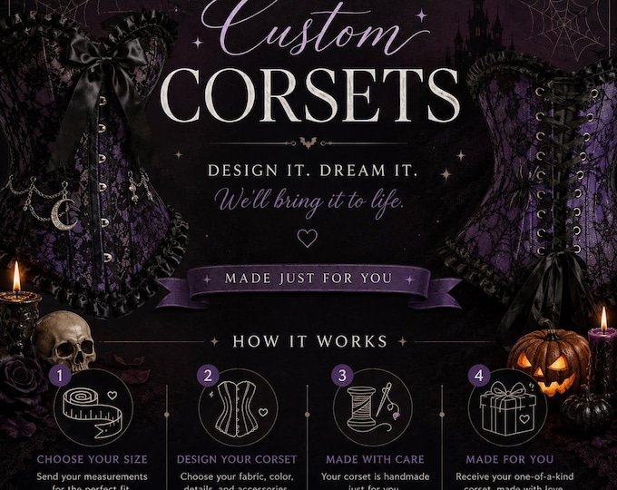 Featured listing image: Custom Corset Made to Order, Bespoke Handmade Corset, Custom Corset Top, One of a Kind Design, Made to Measure