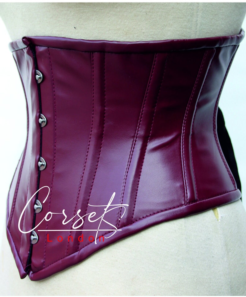 Genuine Leather under bust Corset, Steel boned Corset, waist Train & body shaper, available in a range of colours for you. image 2