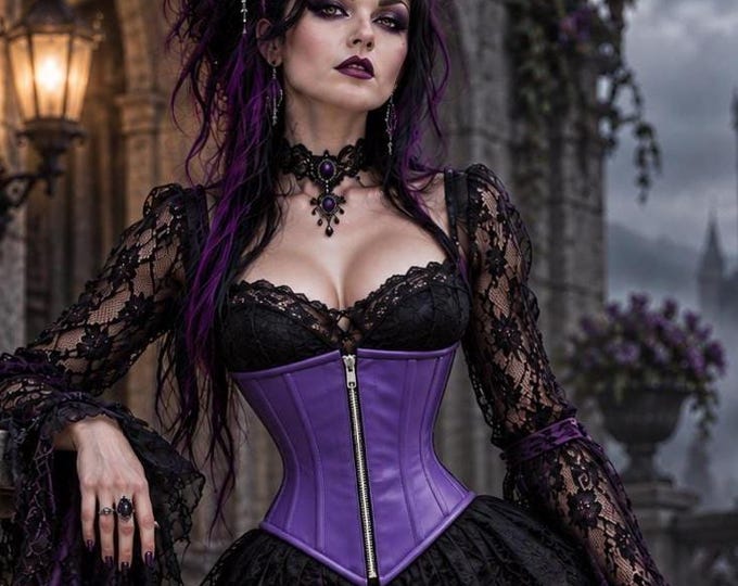 Featured listing image: PVC Underbust Corset – Steel Boned Zip Front Waist Cincher, Shiny or Matte, Multiple Colours
