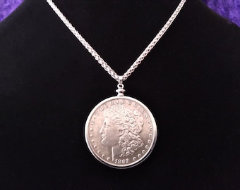 Morgan Silver Dollar 1893-S Silver Dollar REPRODUCTION, Decorative, Commemorative, Coin Pendant.