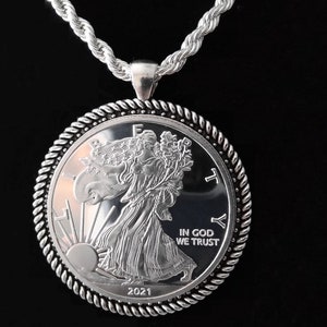 American Eagle Silver Clad Walking Liberty Dollar Copy, 2 coin set necklace