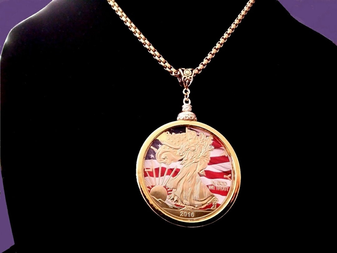 Lady liberty gold coin necklace Clearance