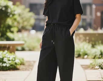 Pantalones de pierna ancha 100% lino