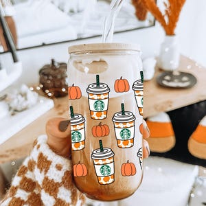 Libbey, confezione regalo per bicchieri da caffè autunnali PNG | Tazza da caffè con zucca, confezione regalo per bicchieri da caffè | Simpatico bicchiere da latte autunnale | Libbey da 473 ml PNG | Digitale