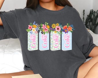 Lata de refresco dietético con diseño floral PNG, clipart de bebida con estética retro, diseño de sublimación de 300 DPI, lata de flores imprimible PNG, descarga instantánea