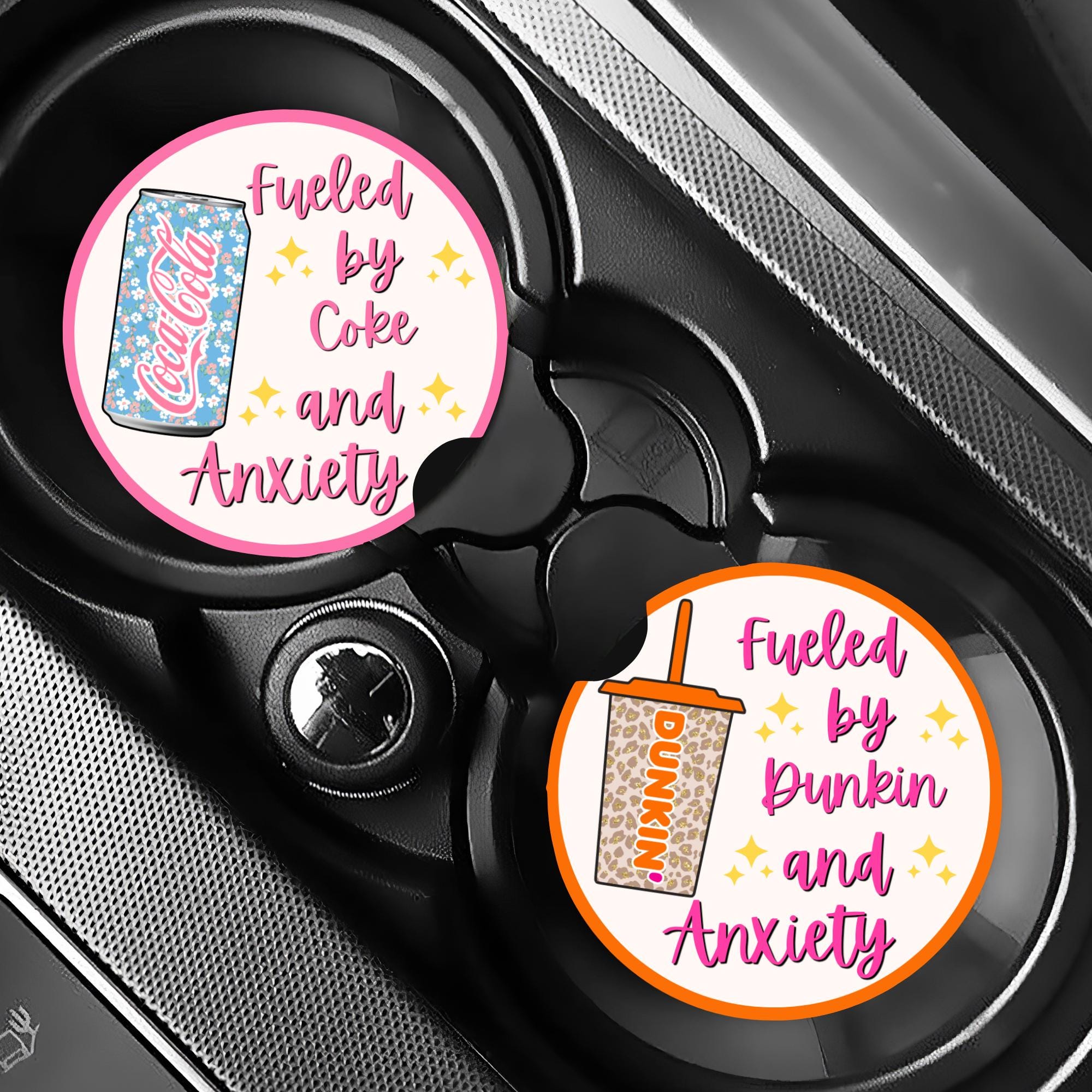 Fueled by Anxiety Car Coaster Bundle PNG, 12 Funny Drink Coasters, Soda ...