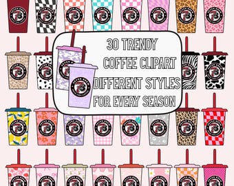 30 Iced Coffee PNG Clipart Bundle | Suspect Png, Barista, Brew & Overstimulated Caffeine PNG | Coffee Lover Clipart, Instant Download, DTF