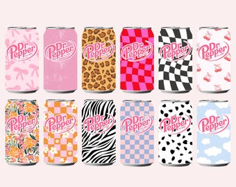 Preppy Soda Can Clipart Bundle – Cute Drink PNGs, Coquette Clipart, Southern Girl Clipart, Popular Drinks, DIY Prints