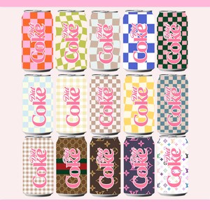 Diet Soda Clipart Bundle PNG | 15 Preppy Checkered Diet Drink Designs ...