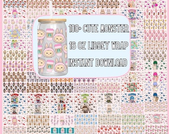 100+ Soda Glass Cup Wrap Bundle PNG | 16 oz Libbey Can Glass Wrap Designs | Cute Monster Drink Wraps | Book Theme Glass Cup PNG