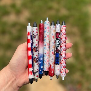 Patriotic Americana Personalized Glitter Pen| Fourth of July Refillable InkJoy Pen| First Responder Gel Pen| Red White Blue 4th of July