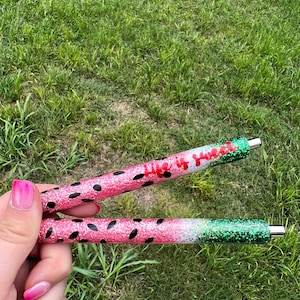 Watermelon Glitter Gel Pen| Epoxy Resin Inkjoy Summer Pen| Refillable Glitter Pen| 0.7 Point Gel Pen| Teacher Gift