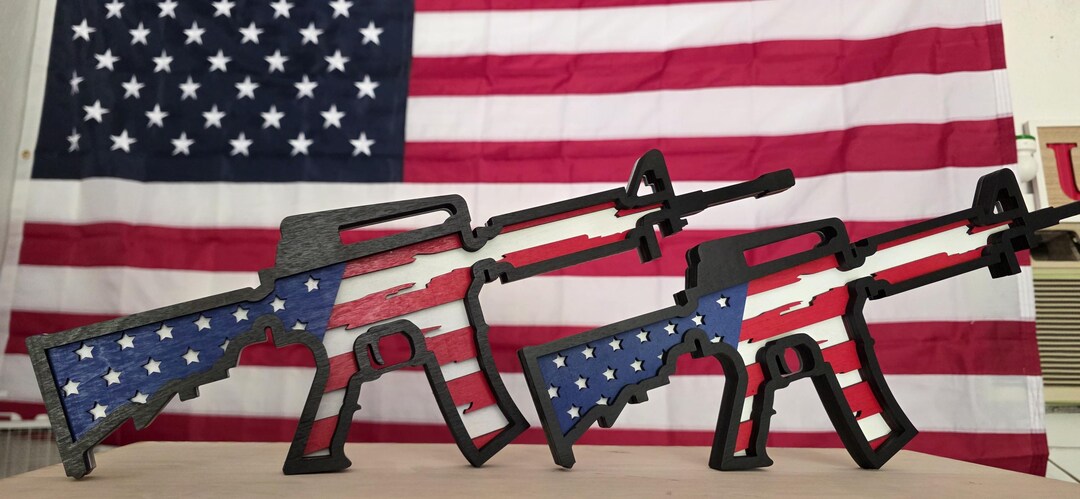 3D Layered American Flag Rifle Wall Art | Laser Cut Birch Wood ...