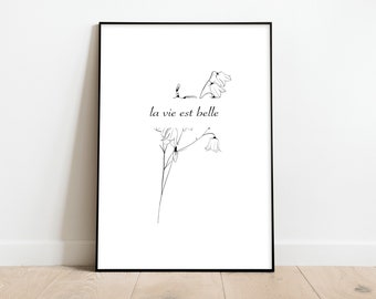 la vie est belle Minimalistic Valentinstag Valentines Day Freund Boyfriend Gift Geschenk Poster Wall Art Printable Druckbar Digital Download