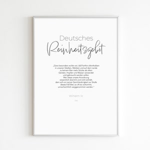 Beer Purity Law Beer Poster Printable Digital Download Oktoberfest Wiesn Gift Husband Boyfriend Decoration Fun Gift Party Kitchen