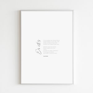 Frühlings Poster Gedicht Er ist's Eduard Mörike zum Ausdrucken Printable Wall Art Geschenk Spring Ostern Easter Schwarz Weiß Simple Gift